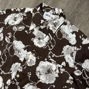 Vintage Tori Richard Shirt Mens Large Brown Floral Hawaiian Aloha Made in USA